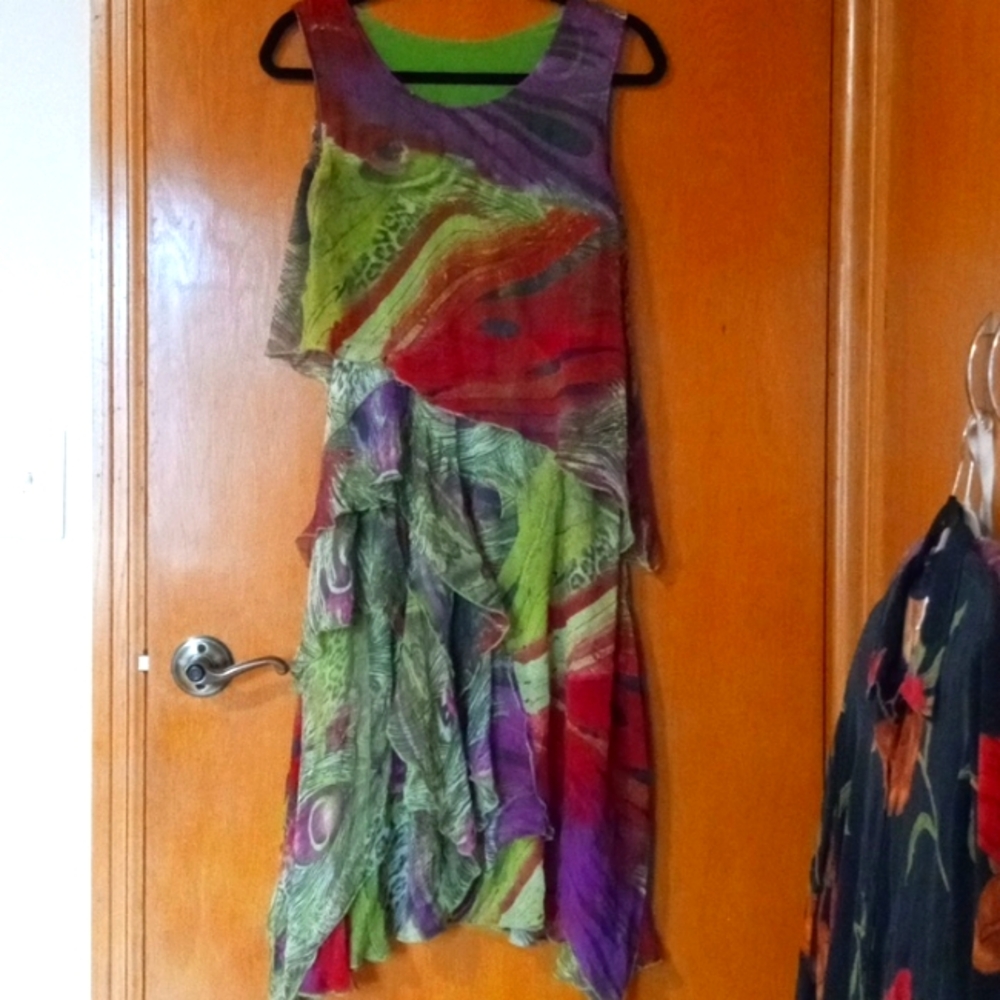 Silk dress, layered, small